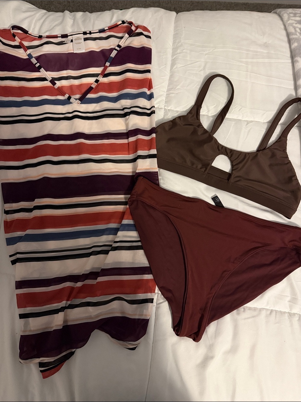 Women's Brown Keyhole Swim Top - Soft Stretch Comfort, Skin bikini bottoms